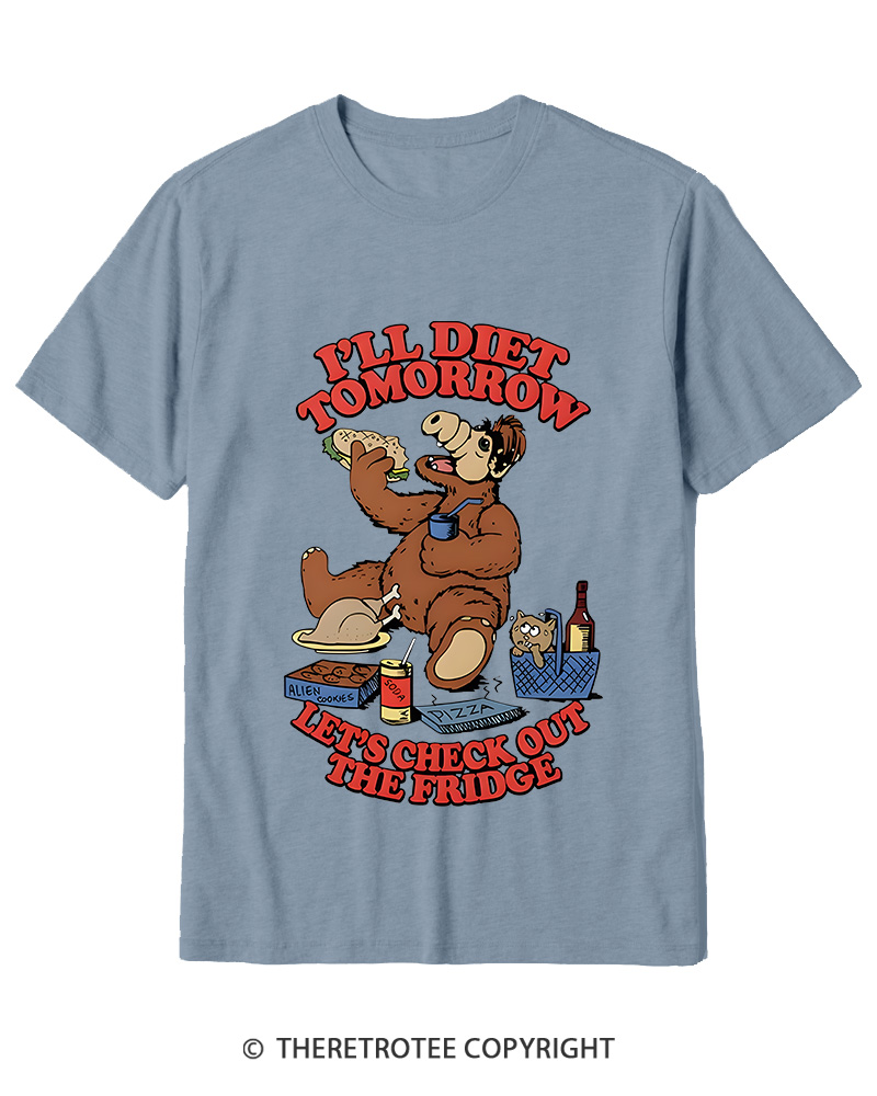 TheRetroTee I'll Diet Tomorrow Poster 1980s Cotton T-Shirt