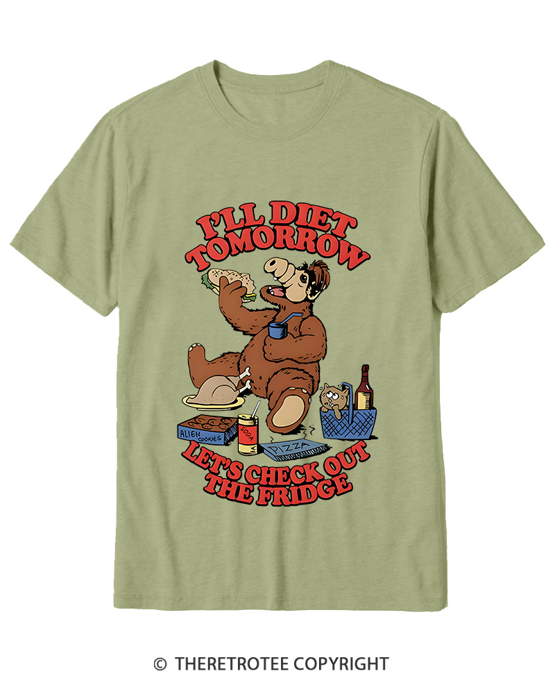 TheRetroTee I'll Diet Tomorrow Poster 1980s Cotton T-Shirt