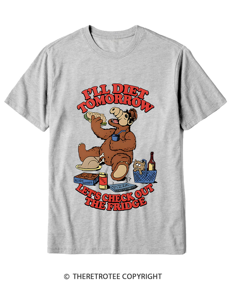 TheRetroTee I'll Diet Tomorrow Poster 1980s Cotton T-Shirt