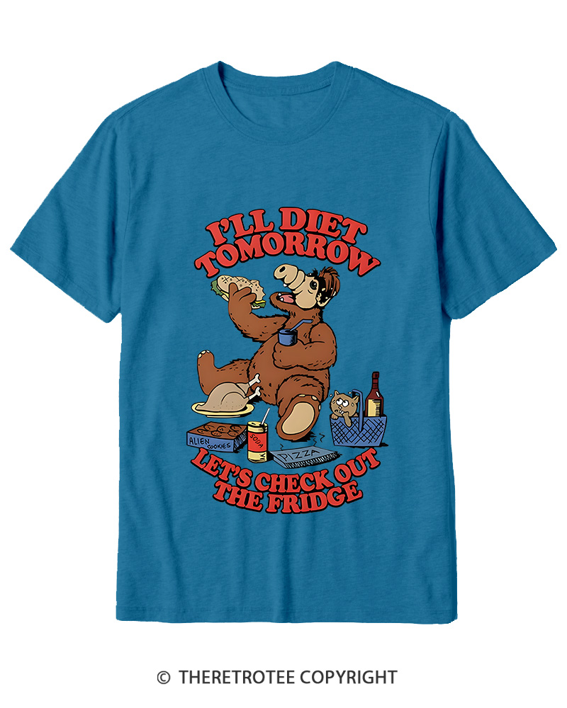 TheRetroTee I'll Diet Tomorrow Poster 1980s Cotton T-Shirt
