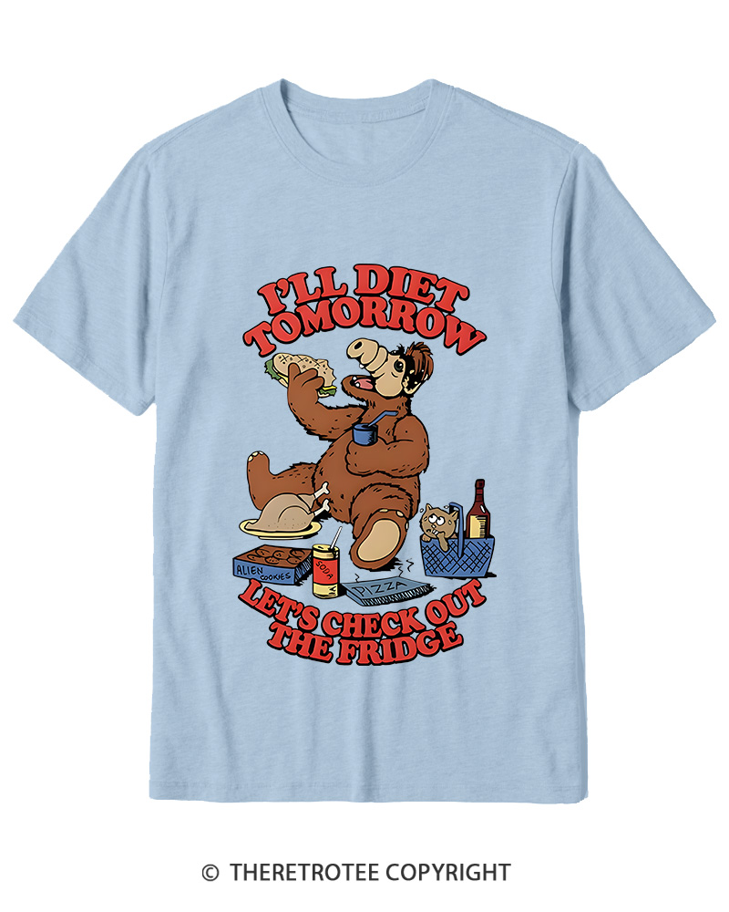 TheRetroTee I'll Diet Tomorrow Poster 1980s Cotton T-Shirt