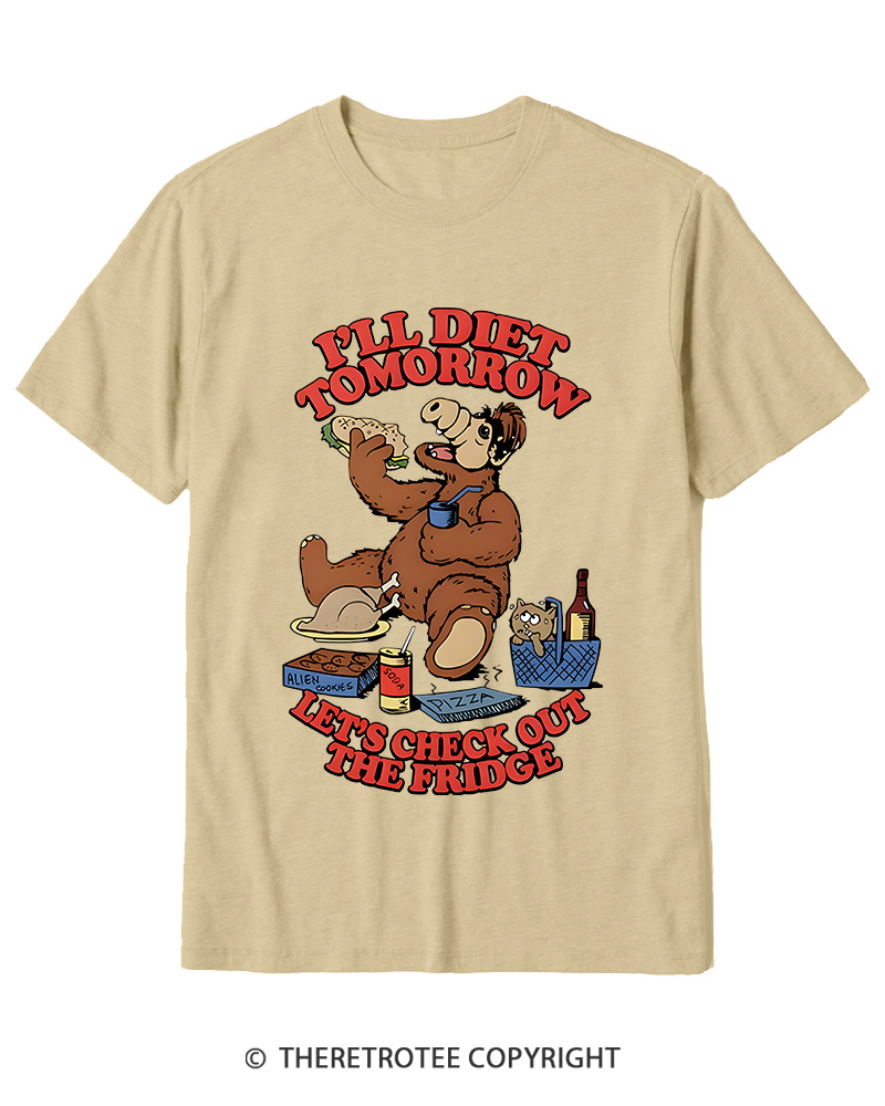 TheRetroTee I'll Diet Tomorrow Poster 1980s Cotton T-Shirt