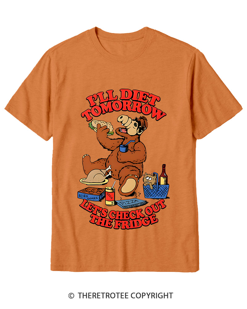 TheRetroTee I'll Diet Tomorrow Poster 1980s Cotton T-Shirt