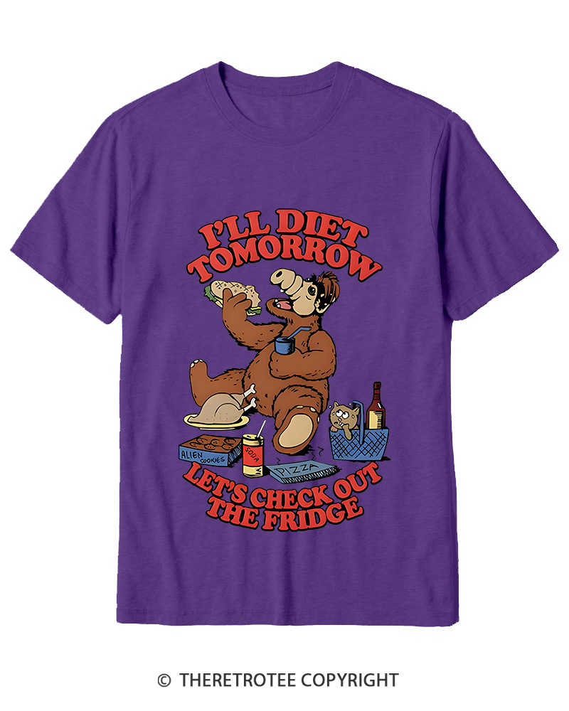 TheRetroTee I'll Diet Tomorrow Poster 1980s Cotton T-Shirt