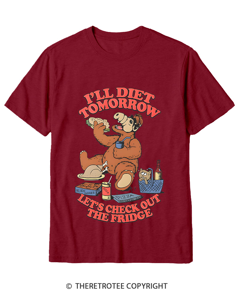 TheRetroTee I'll Diet Tomorrow Poster 1980s Cotton T-Shirt
