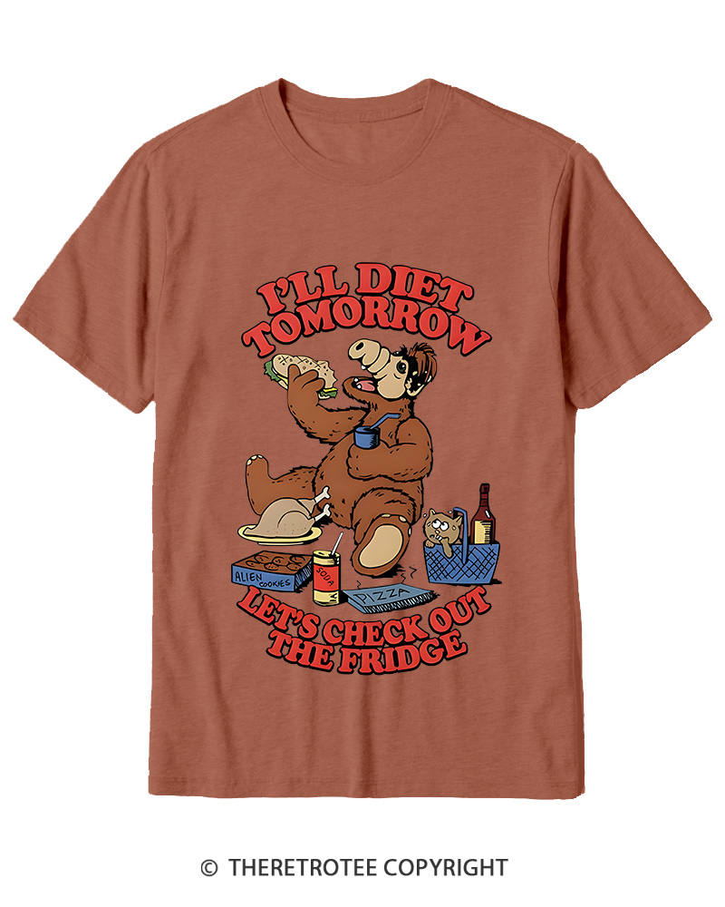 TheRetroTee I'll Diet Tomorrow Poster 1980s Cotton T-Shirt