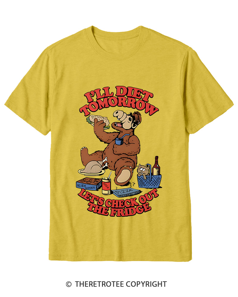 TheRetroTee I'll Diet Tomorrow Poster 1980s Cotton T-Shirt