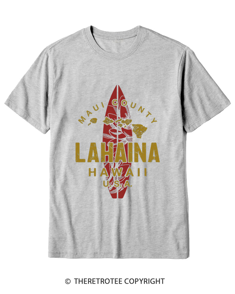 TheRetroTee Hawaii Lahaina Maui Hawaiian Islands Surf Cotton T-Shirt
