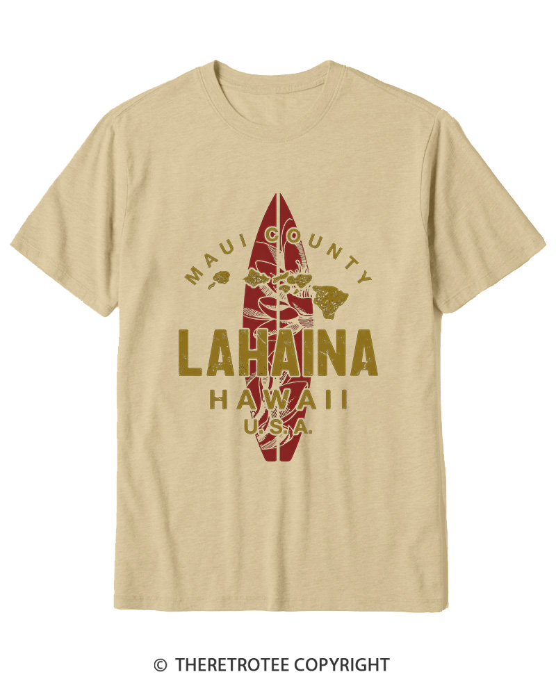 TheRetroTee Hawaii Lahaina Maui Hawaiian Islands Surf Cotton T-Shirt