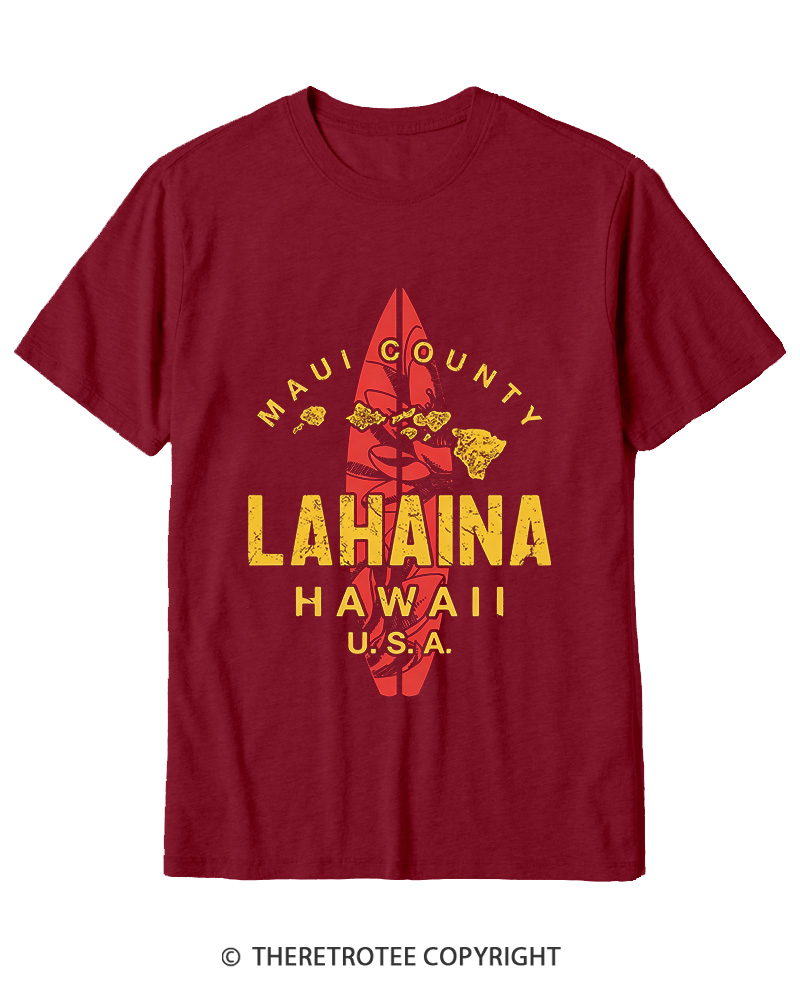 TheRetroTee Hawaii Lahaina Maui Hawaiian Islands Surf Cotton T-Shirt