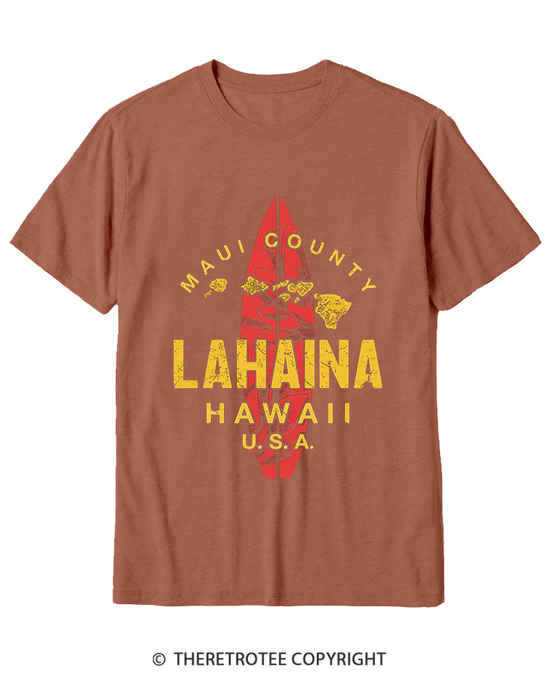 TheRetroTee Hawaii Lahaina Maui Hawaiian Islands Surf Cotton T-Shirt