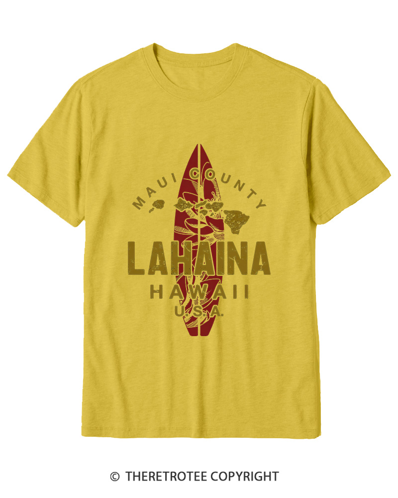TheRetroTee Hawaii Lahaina Maui Hawaiian Islands Surf Cotton T-Shirt