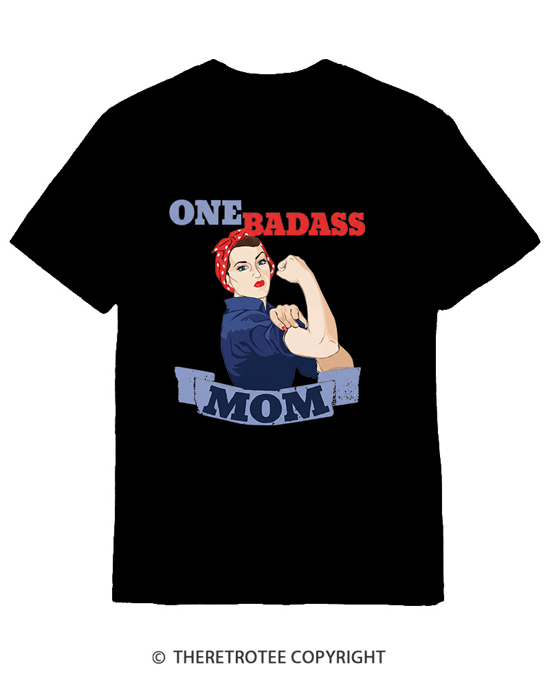 TheRetroTee One Badass Mom 1950s Cotton T-Shirt
