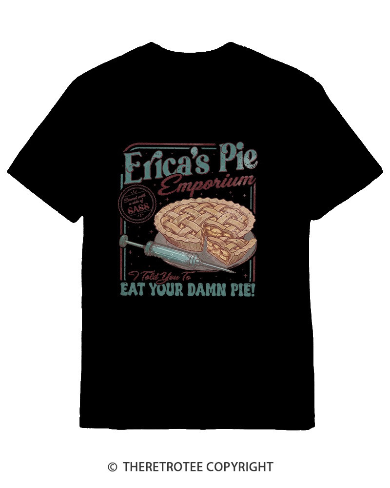 TheRetroTee Eat Your Damn Pie 1980s Cotton T-Shirt