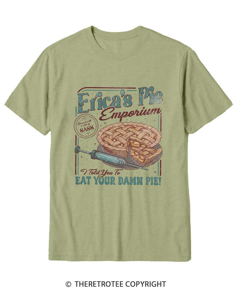 TheRetroTee Eat Your Damn Pie 1980s Cotton T-Shirt