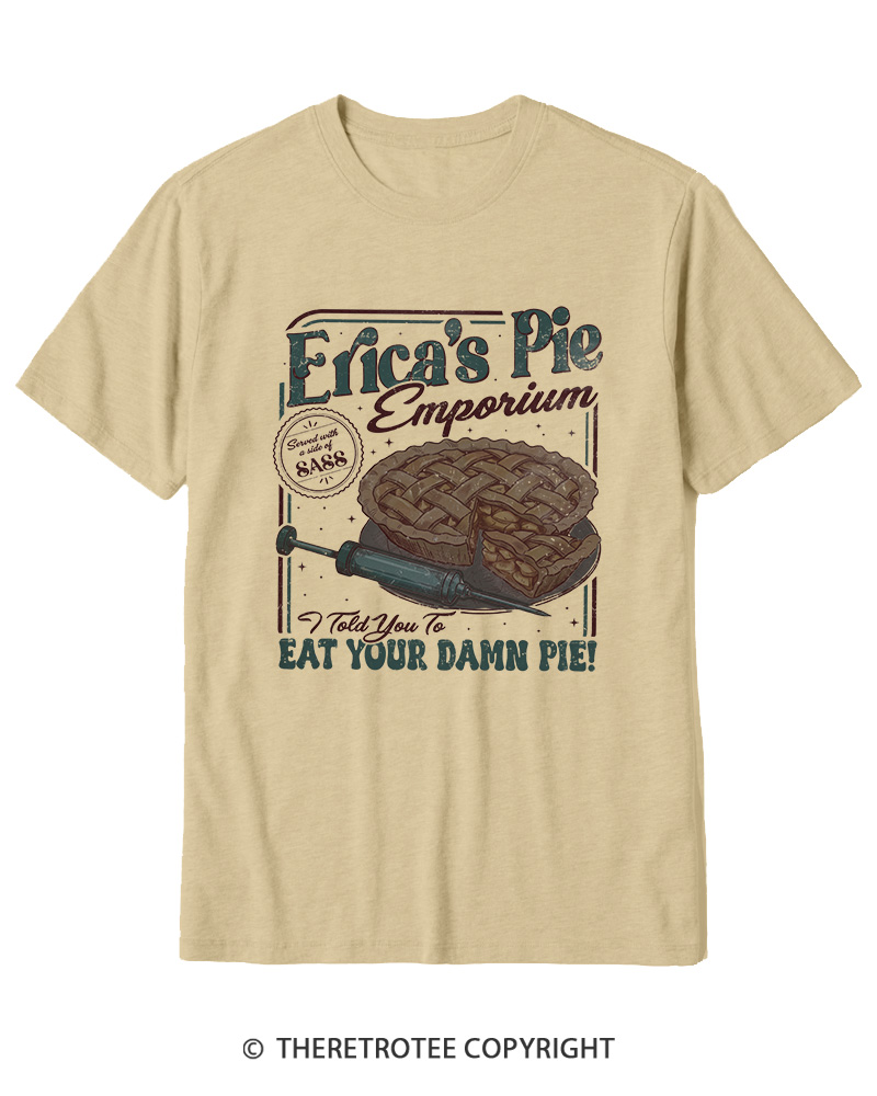 TheRetroTee Eat Your Damn Pie 1980s Cotton T-Shirt