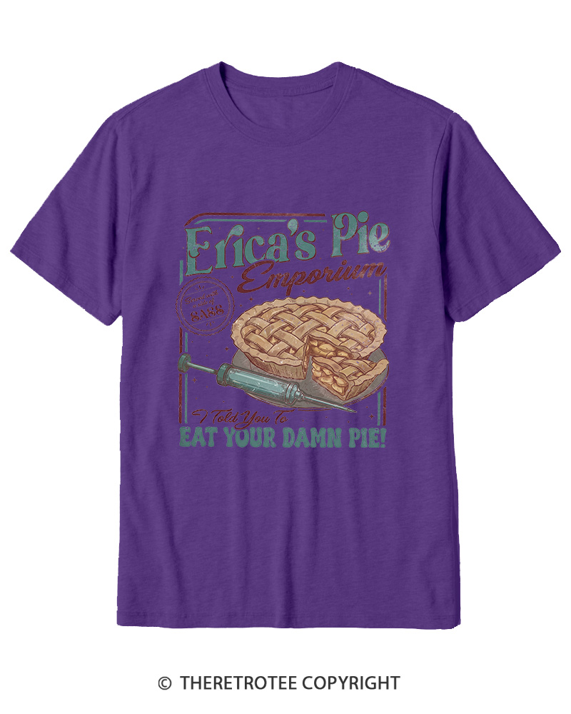 TheRetroTee Eat Your Damn Pie 1980s Cotton T-Shirt