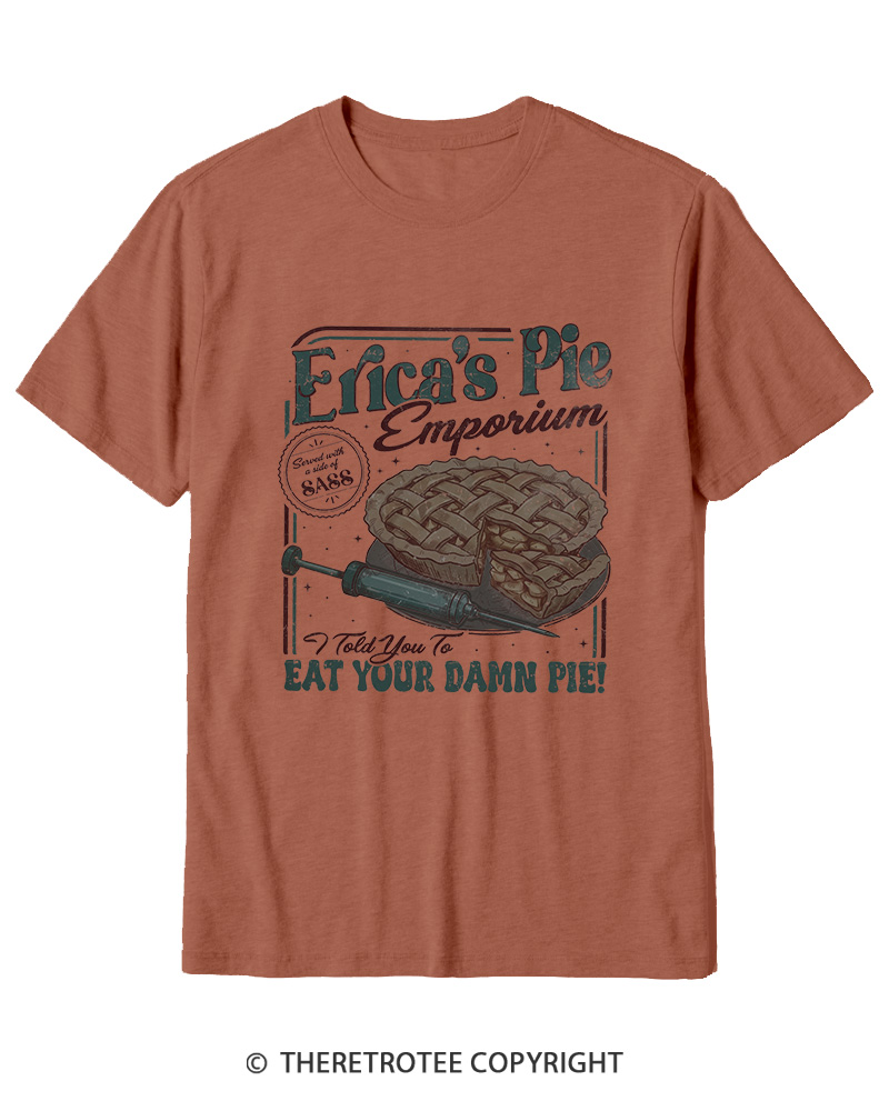 TheRetroTee Eat Your Damn Pie 1980s Cotton T-Shirt