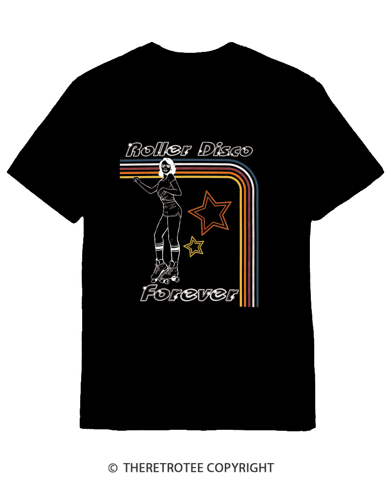 TheRetroTee Roller Disco Forever 1980s Cotton T-Shirt