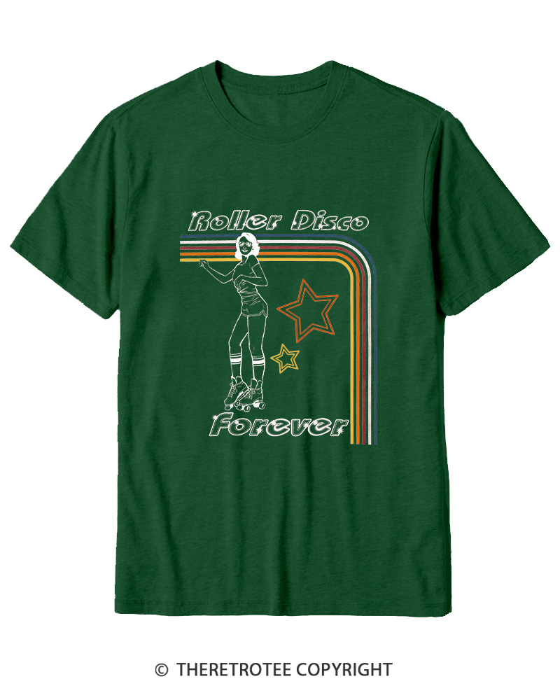 TheRetroTee Roller Disco Forever 1980s Cotton T-Shirt