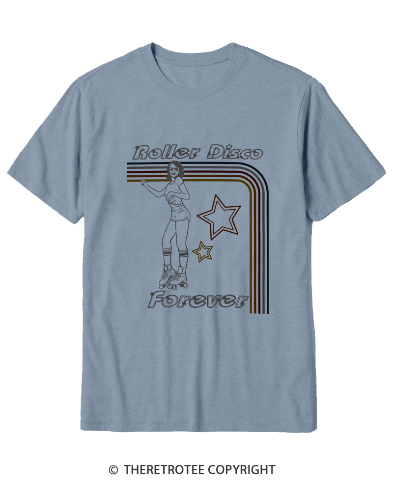 TheRetroTee Roller Disco Forever 1980s Cotton T-Shirt