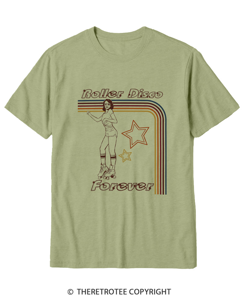 TheRetroTee Roller Disco Forever 1980s Cotton T-Shirt