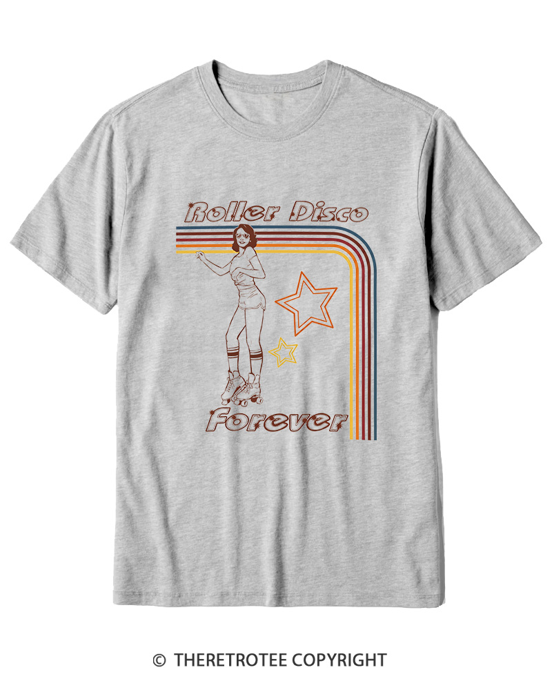 TheRetroTee Roller Disco Forever 1980s Cotton T-Shirt