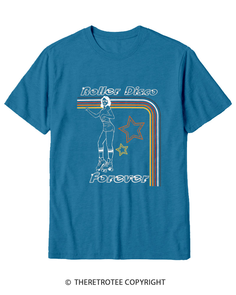 TheRetroTee Roller Disco Forever 1980s Cotton T-Shirt