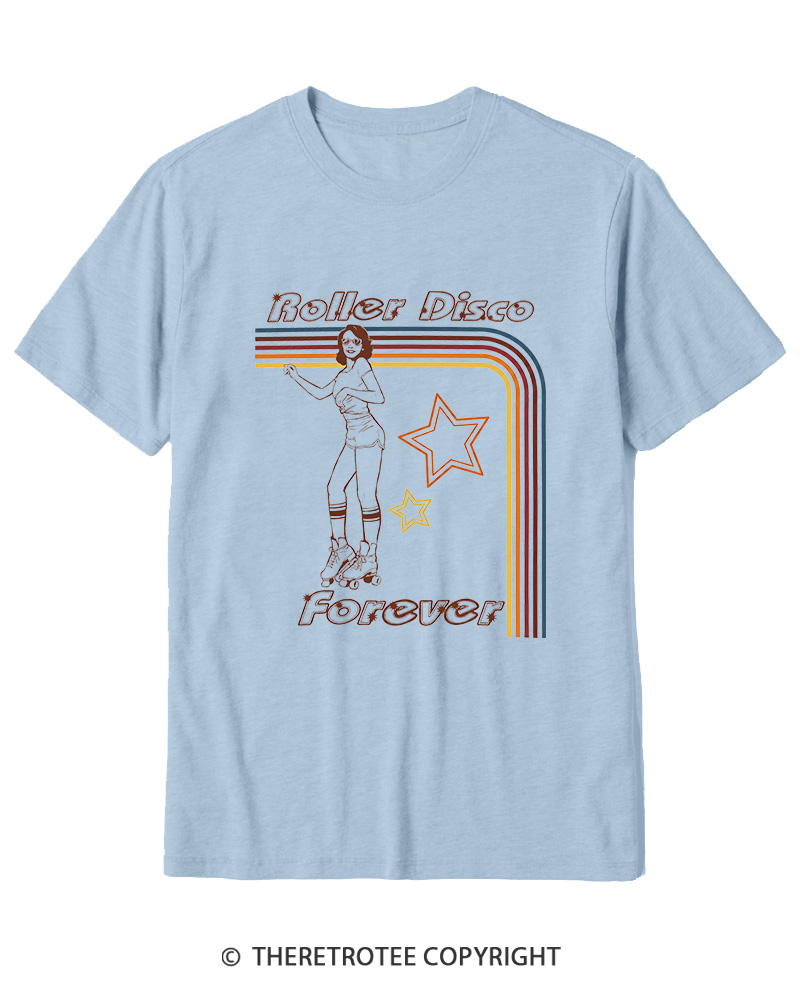 TheRetroTee Roller Disco Forever 1980s Cotton T-Shirt