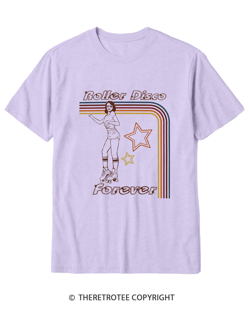 TheRetroTee Roller Disco Forever 1980s Cotton T-Shirt