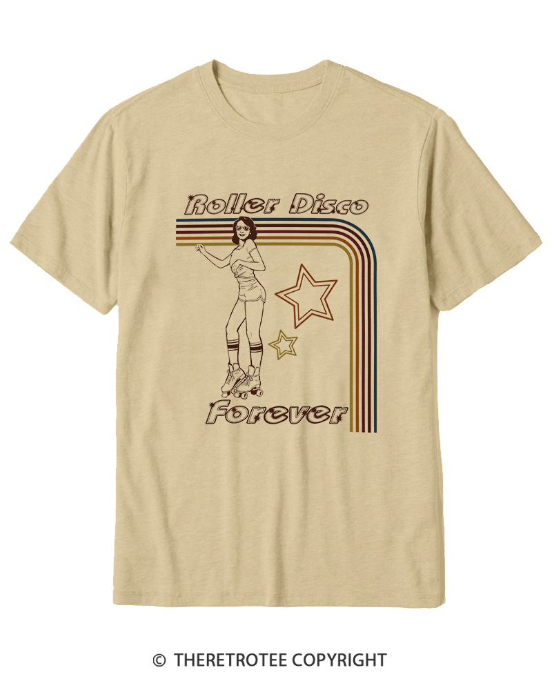 TheRetroTee Roller Disco Forever 1980s Cotton T-Shirt