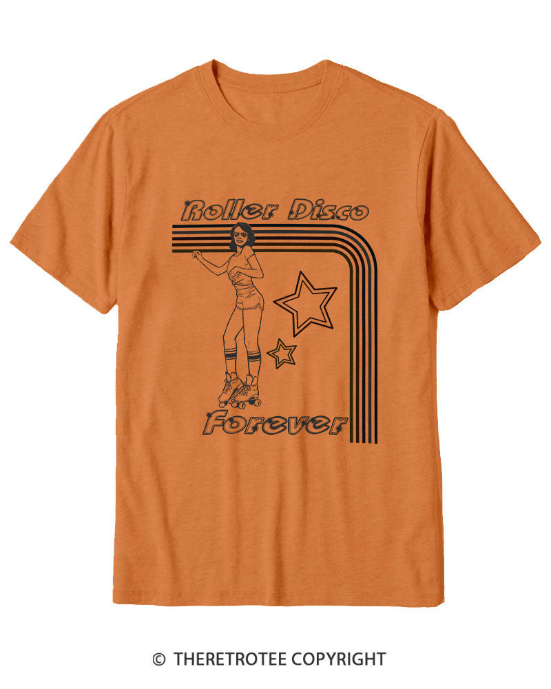 TheRetroTee Roller Disco Forever 1980s Cotton T-Shirt