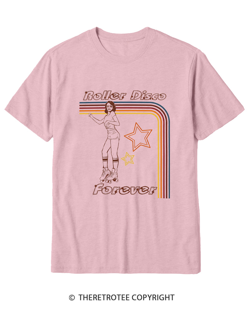 TheRetroTee Roller Disco Forever 1980s Cotton T-Shirt