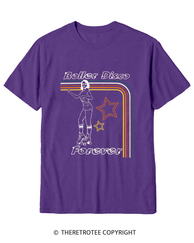 TheRetroTee Roller Disco Forever 1980s Cotton T-Shirt
