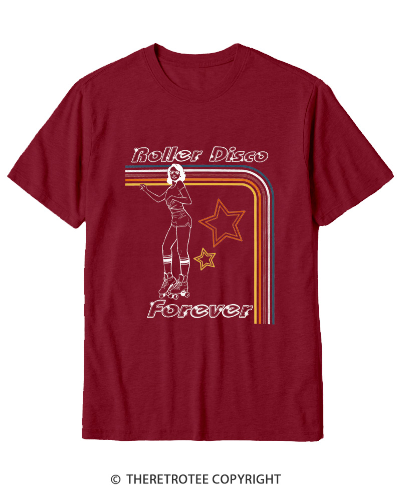 TheRetroTee Roller Disco Forever 1980s Cotton T-Shirt