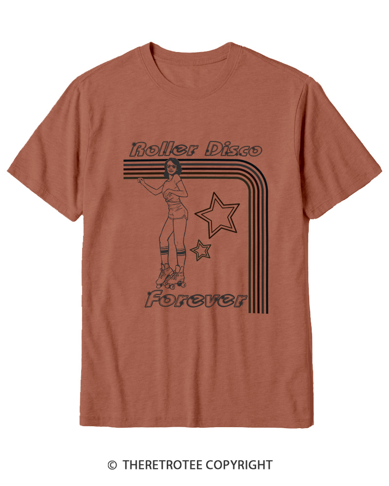 TheRetroTee Roller Disco Forever 1980s Cotton T-Shirt