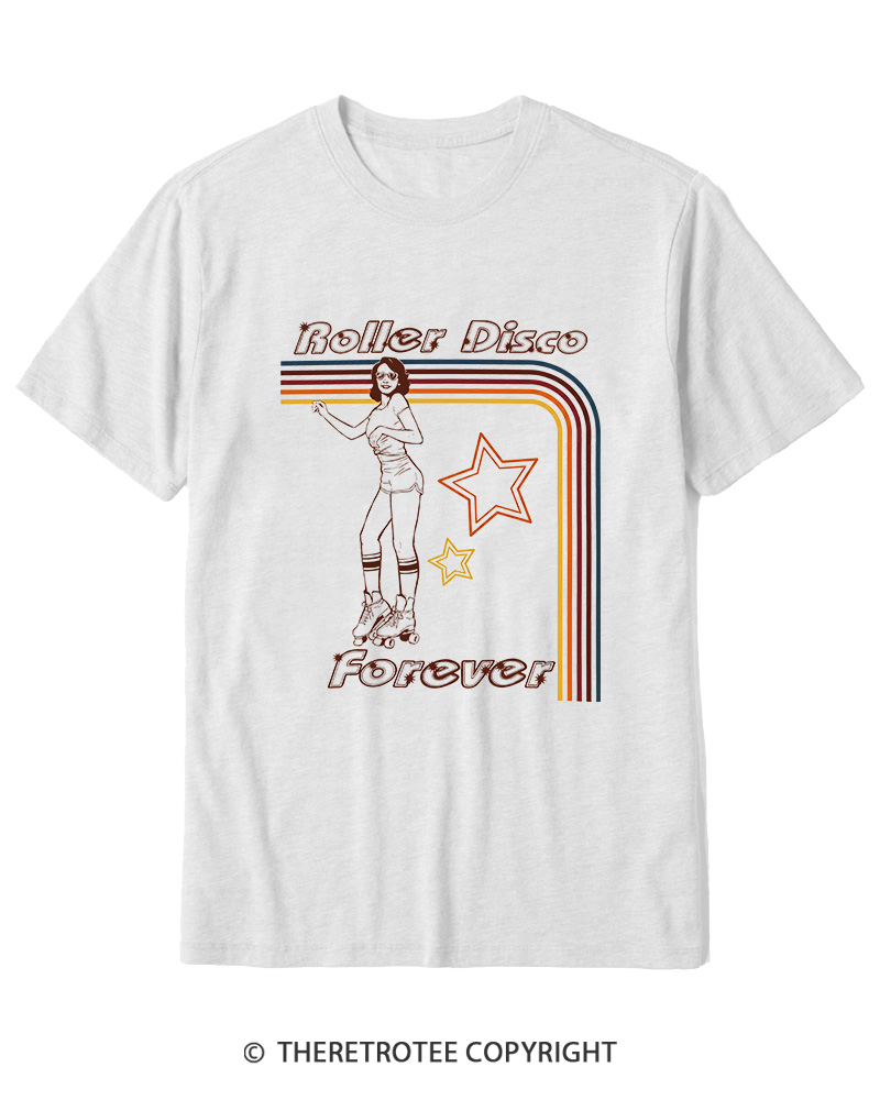 TheRetroTee Roller Disco Forever 1980s Cotton T-Shirt