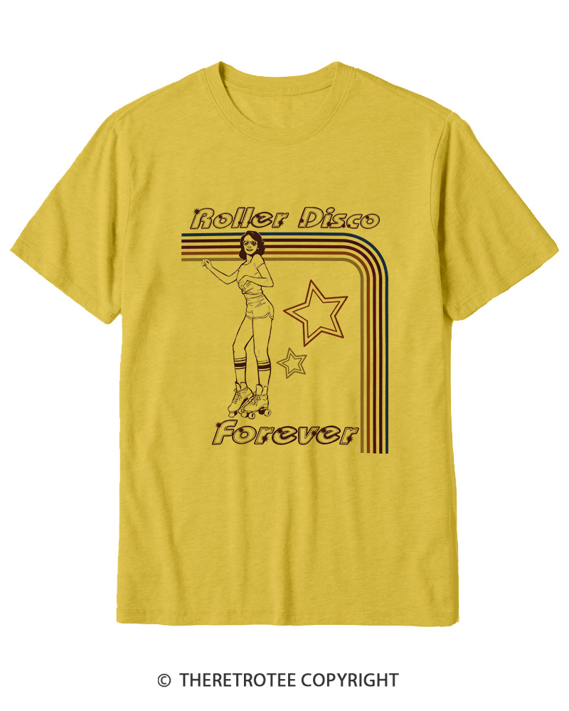 TheRetroTee Roller Disco Forever 1980s Cotton T-Shirt