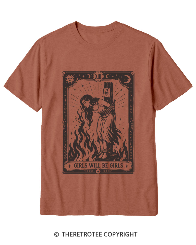 TheRetroTee Girls Will Be Girls Witch With Sigarete 1960s Halloween Cotton T-Shirt