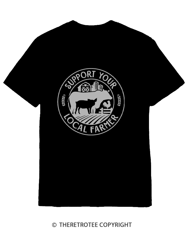 TheRetroTee Support Your Local Farmers 1970s Cotton T-Shirt