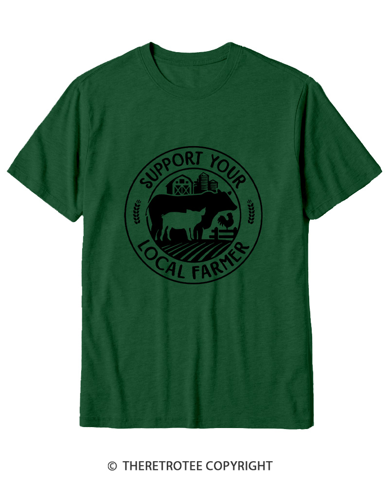TheRetroTee Support Your Local Farmers 1970s Cotton T-Shirt