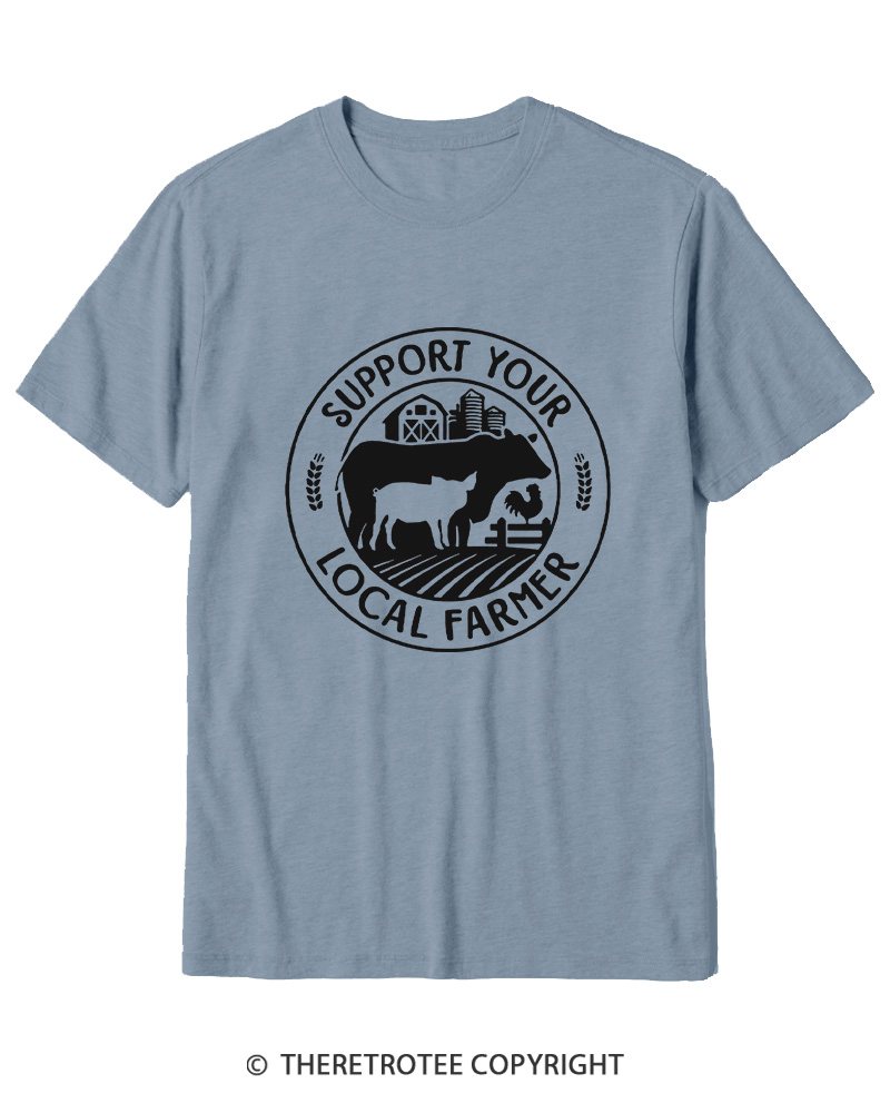 TheRetroTee Support Your Local Farmers 1970s Cotton T-Shirt