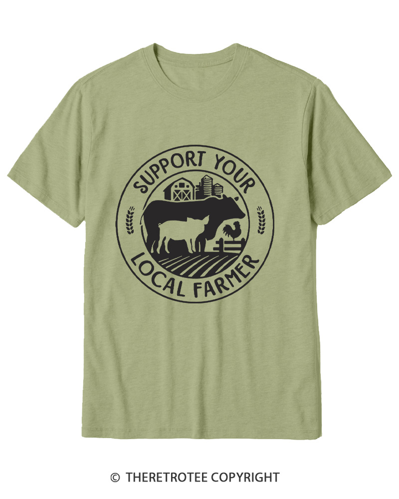 TheRetroTee Support Your Local Farmers 1970s Cotton T-Shirt
