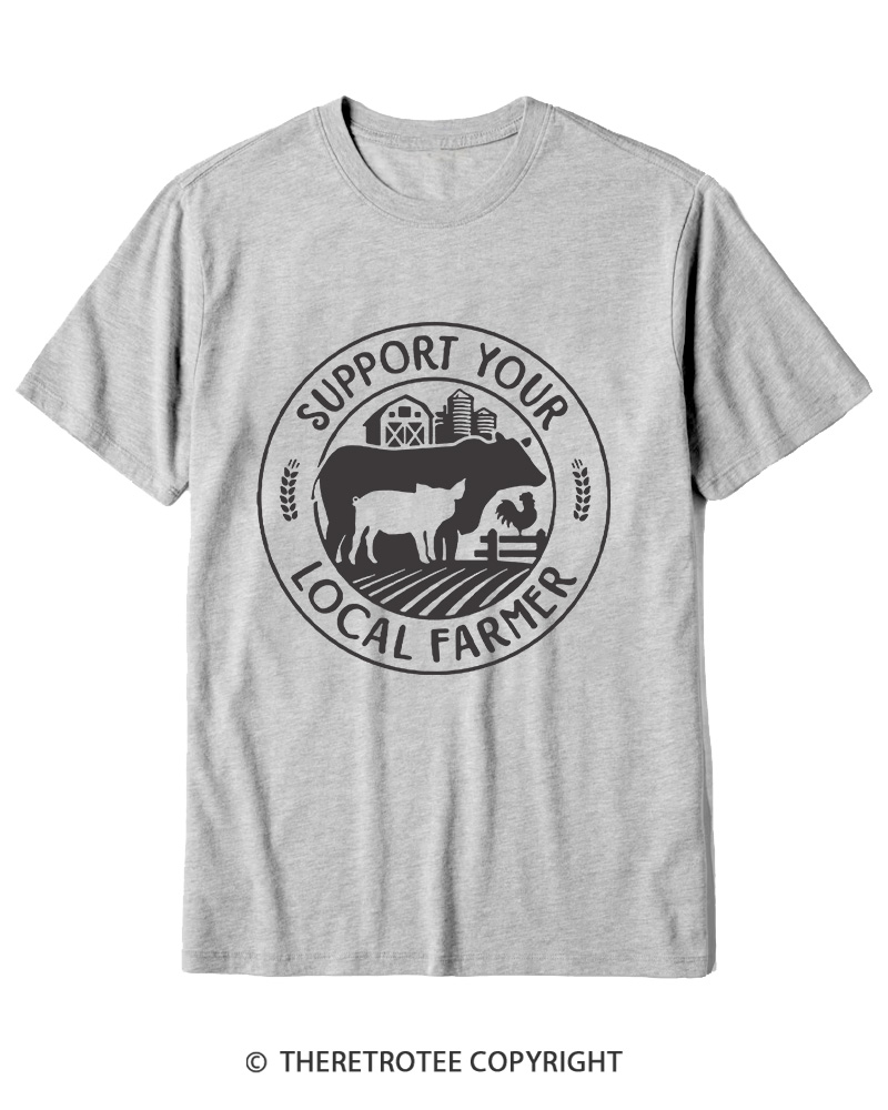 TheRetroTee Support Your Local Farmers 1970s Cotton T-Shirt