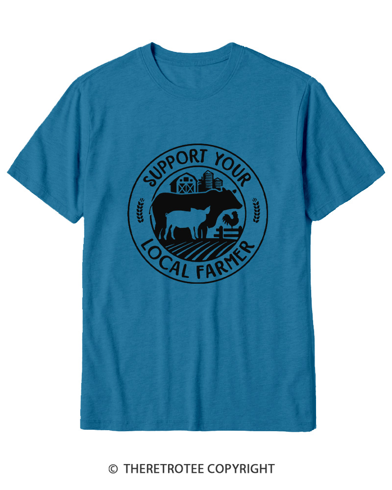 TheRetroTee Support Your Local Farmers 1970s Cotton T-Shirt