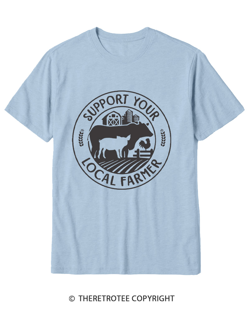 TheRetroTee Support Your Local Farmers 1970s Cotton T-Shirt
