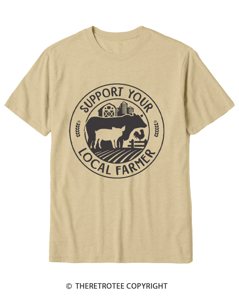 TheRetroTee Support Your Local Farmers 1970s Cotton T-Shirt
