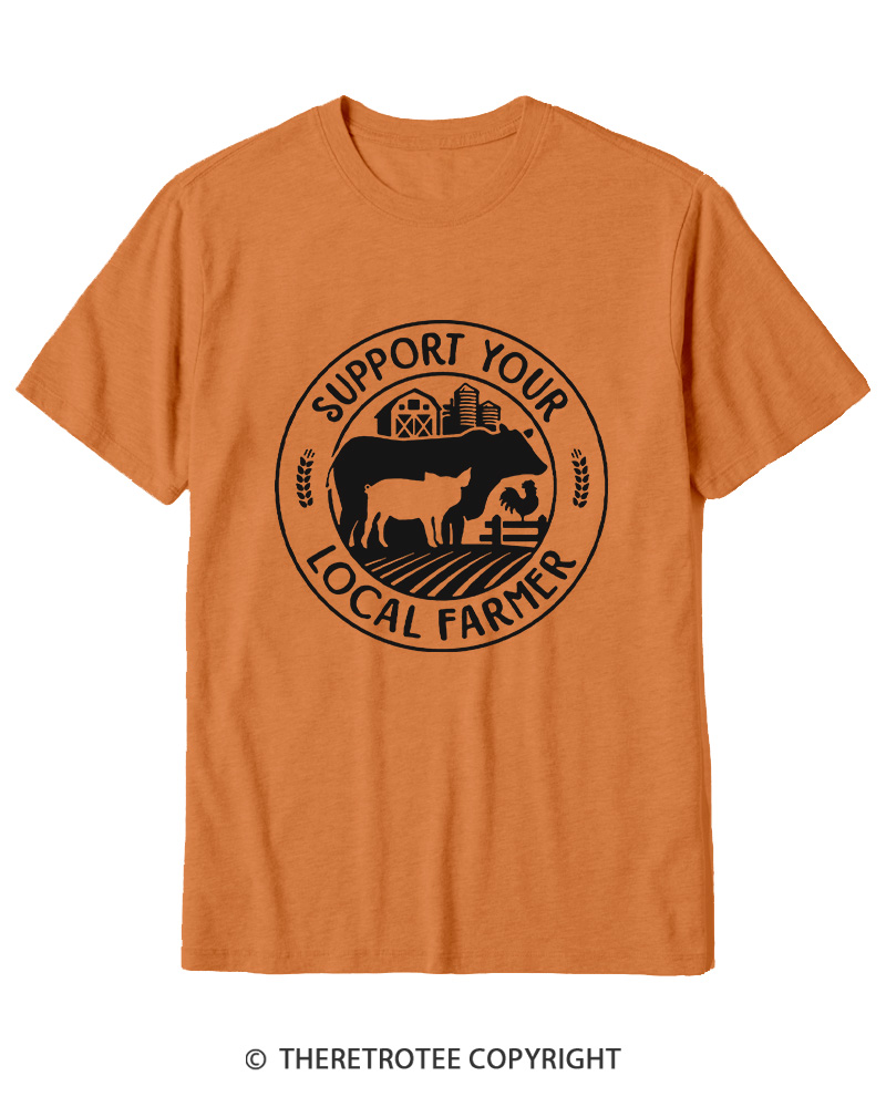 TheRetroTee Support Your Local Farmers 1970s Cotton T-Shirt