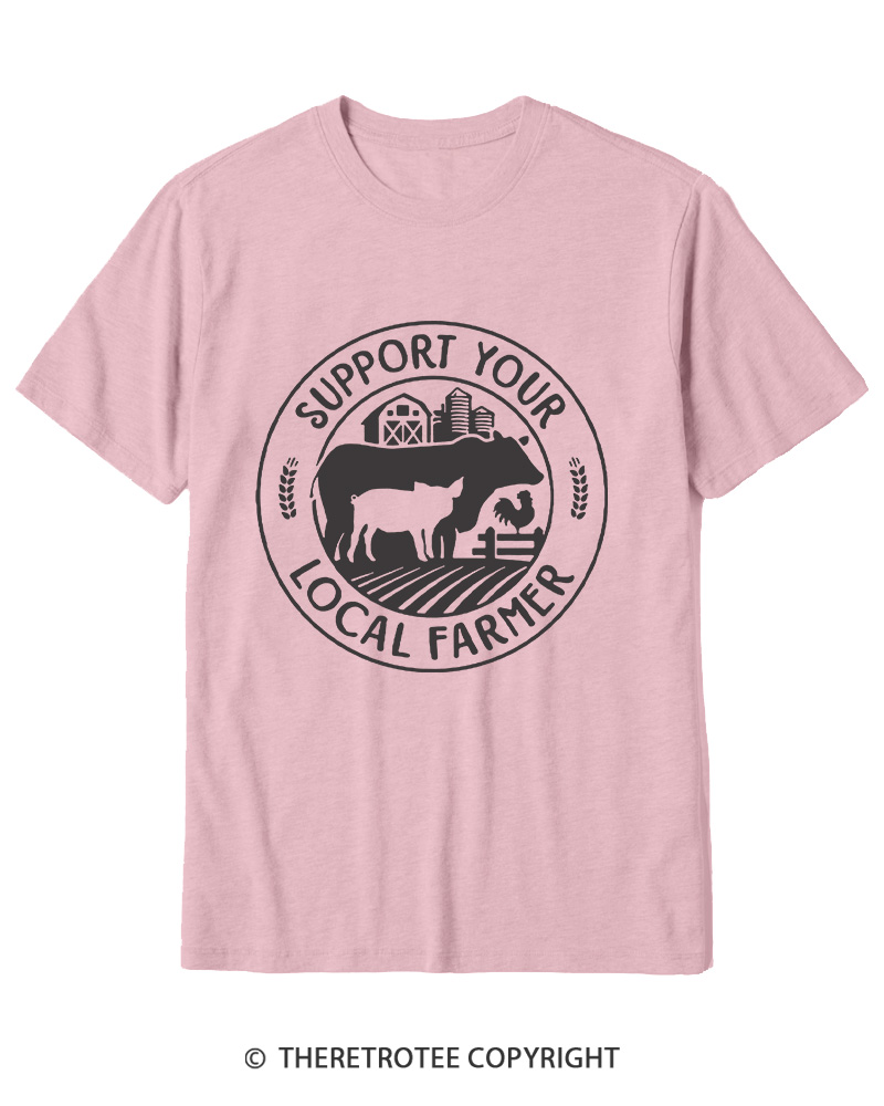 TheRetroTee Support Your Local Farmers 1970s Cotton T-Shirt