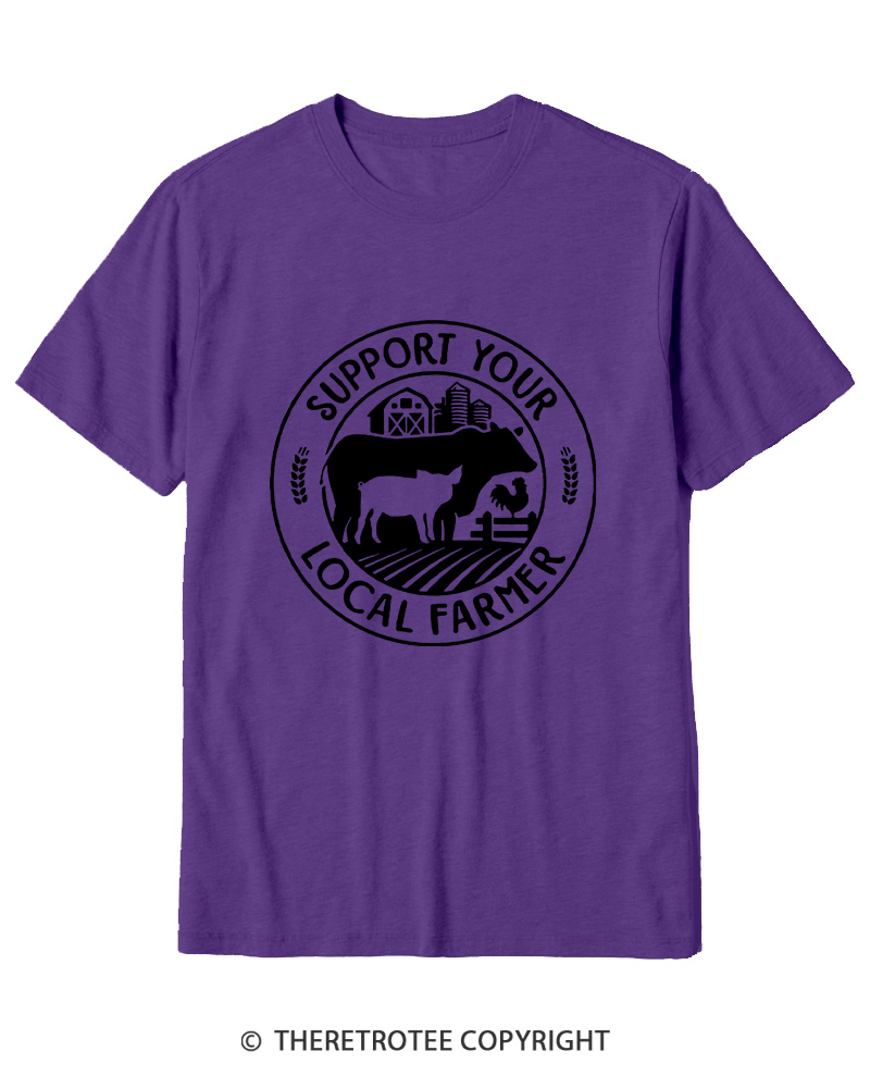 TheRetroTee Support Your Local Farmers 1970s Cotton T-Shirt
